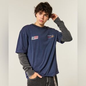 NWT Hollister Boxy Oracle Red Bull Racing Graphic Tee Deep Navy Size XS Unisex